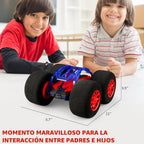 pinkking Coche de control remoto con neumáticos de esponja de gran tamaño, auto RC para interiores y exteriores, 2.4 GHz, vehículo eléctrico de acrobacias, juguete de doble cara giratoria de 360°, auto de conducción para niños y niñas, regalo