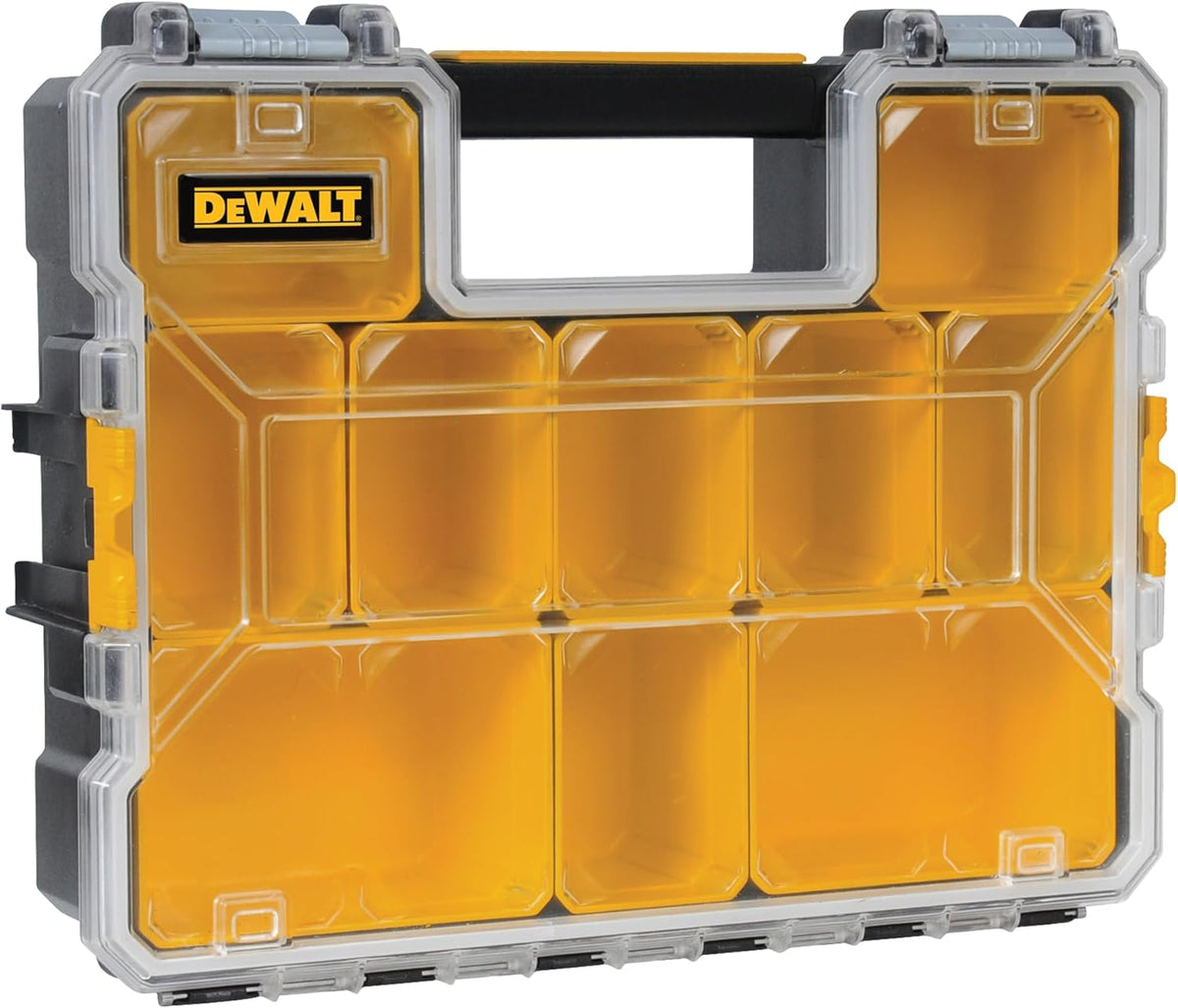 DEWALT Organizador de piezas pequeñas, caja de almacenamiento de hardware con separadores extraíbles, 10 compartimentos (DWST14825)