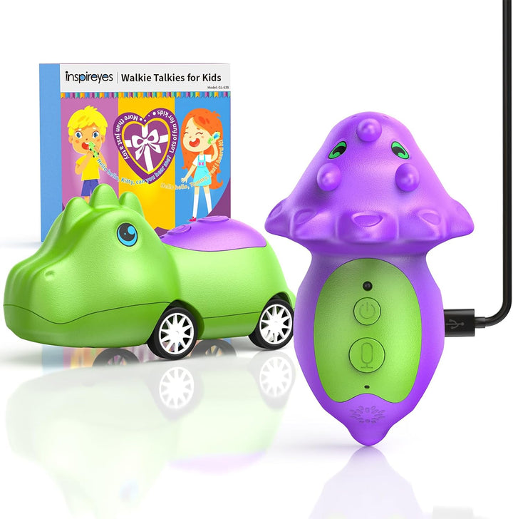 Inspireyes Walkie Talkies de dinosaurio para niños recargables, aut...