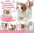 TUZT - Juguete de gato robot para niños y niñas de 3, 4, 5, 6 años, juguete interactivo de peluche con caminar y maullar, juguetes de simulación para niñas, para niñas de 3, 4, 5, 6, 7, 8 años