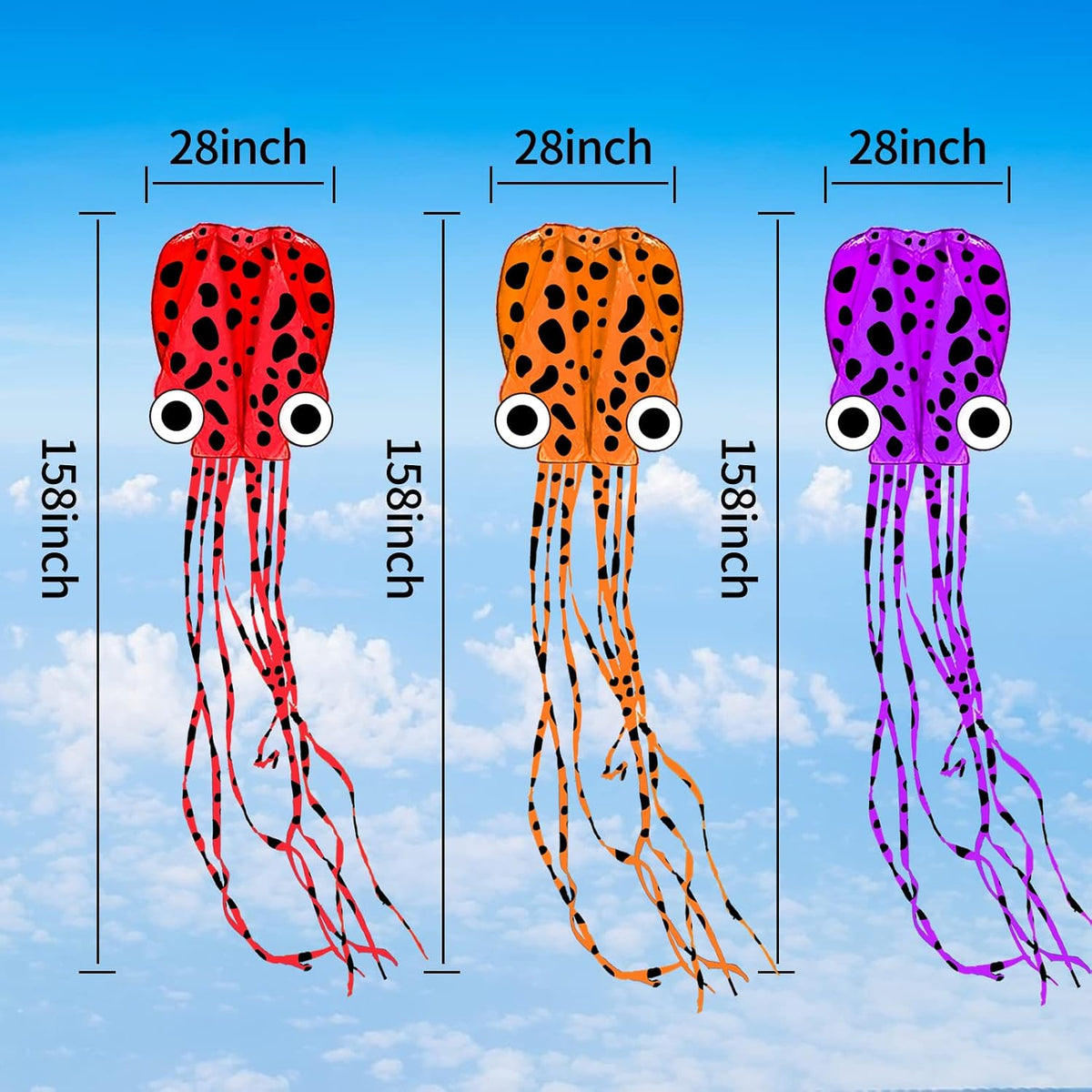 Octopus Kite para Kids & Adults, Easy a Fly Beach Kites para Kid Ages 4-8