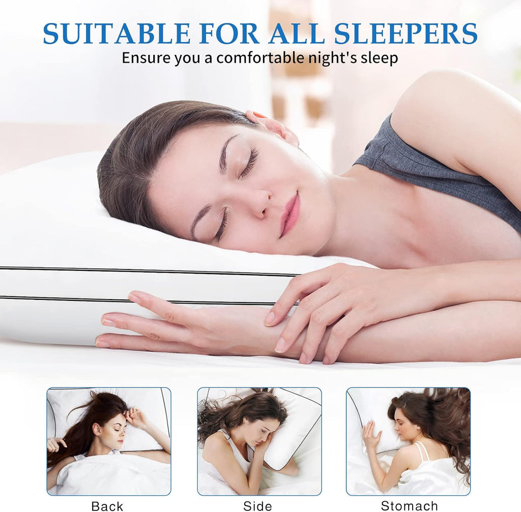 DolceLuna Juego de 2 almohadas tamaño King, almohada de cama de lujo para