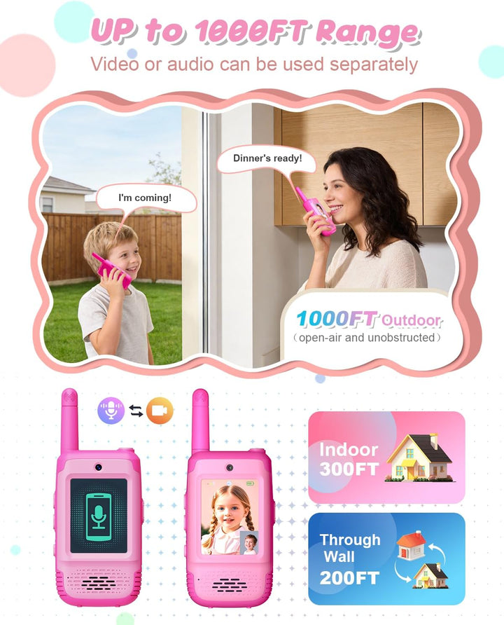 Walkie Talkies de video para niños, juguetes para niñas de 3 a 12 a...