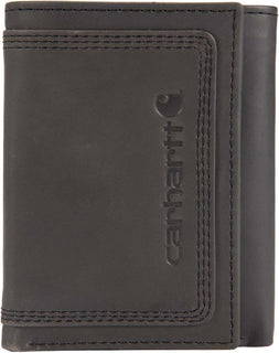 Carhartt Cartera de cuero para hombre con triple puntada, cuero dur...