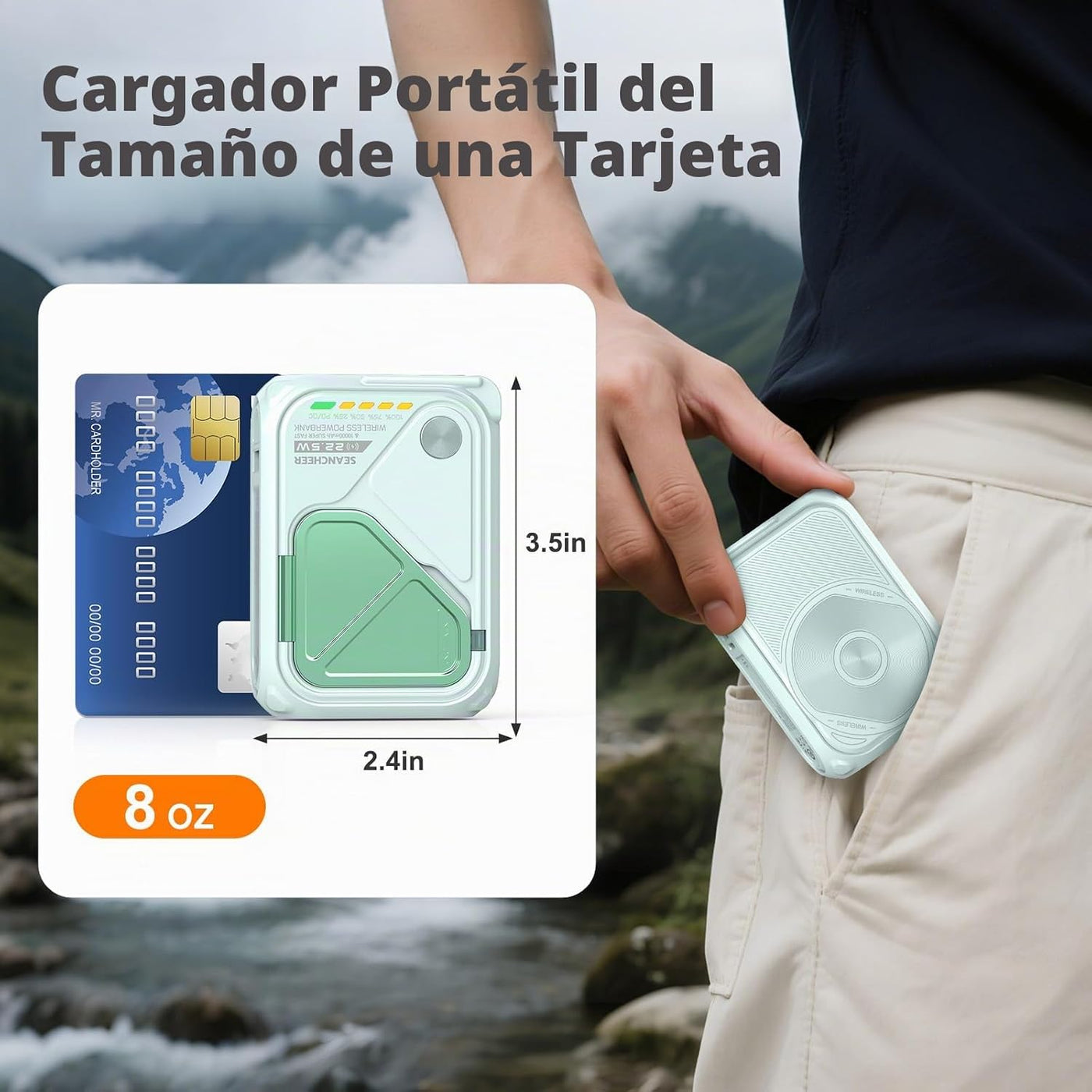 SEANCHEER P05 Cargador portátil, banco de energía magnético, pequeñ...