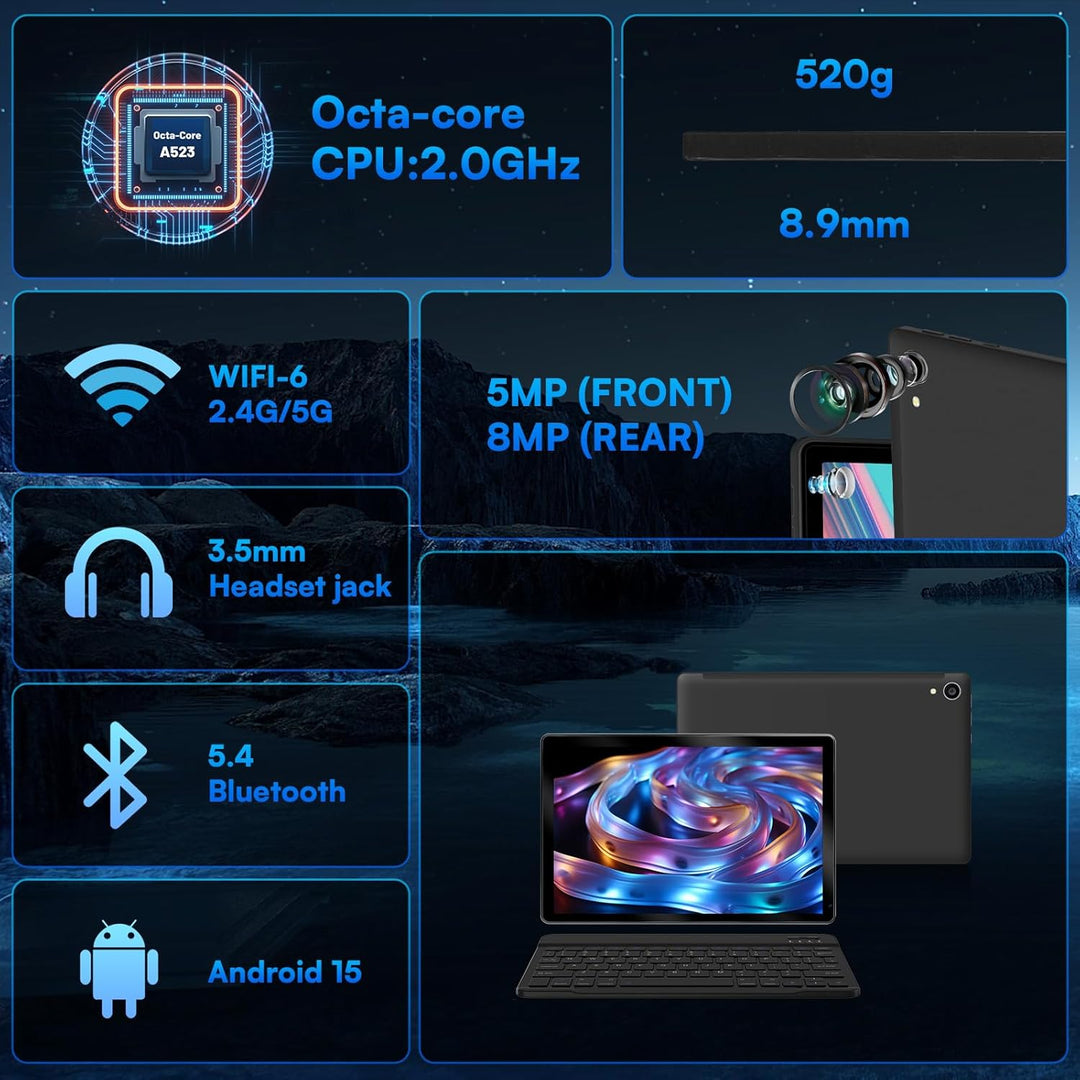 HiGrace 2025 última tablet Android 15 mejorada de 10 pulgadas, 24GB...