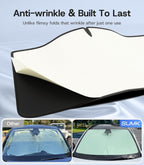 Parasol para parabrisas para Tesla modelo Y/3 2016-2026 (Juniper/Highland), [100% bloqueador solar y antiarrugas] protección UV, aislamiento térmico, cubierta de ventana delantera para Tesla