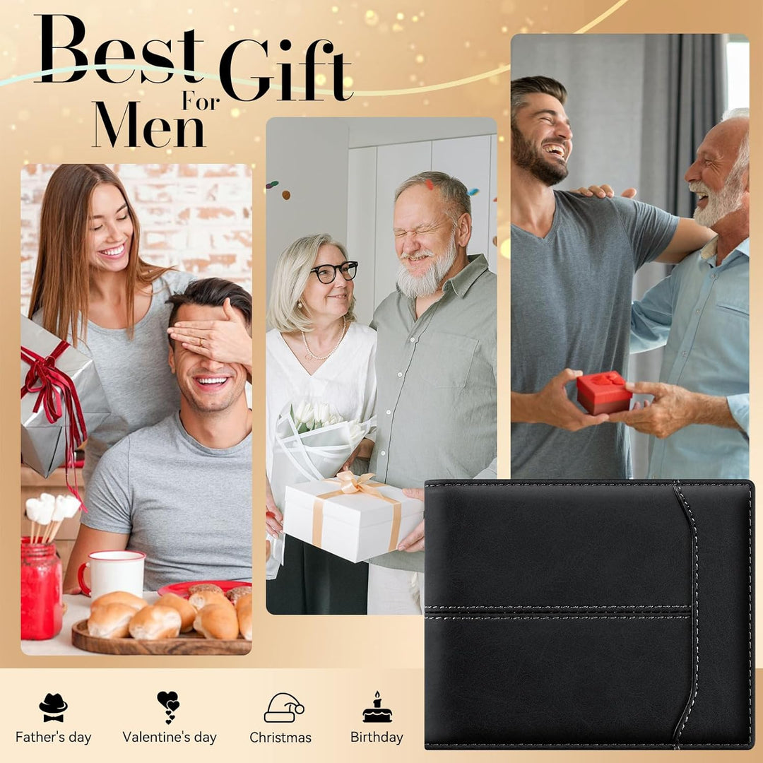 furid Top Grain Leather Wallet Men: RFID Minimalist Bifold Credit C...