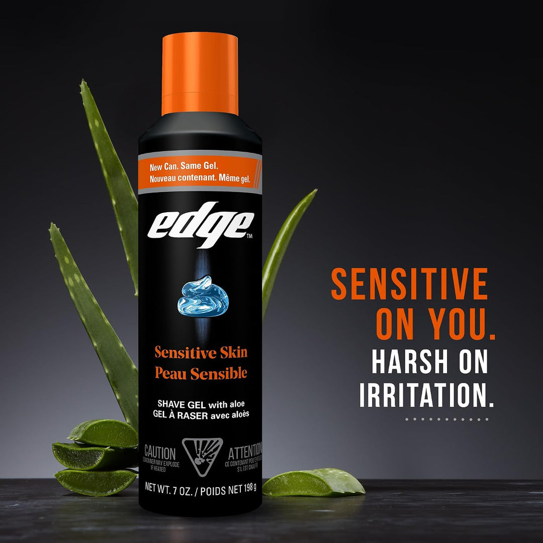 Edge Gel de afeitado para hombres, piel sensible con aloe, (paquete...
