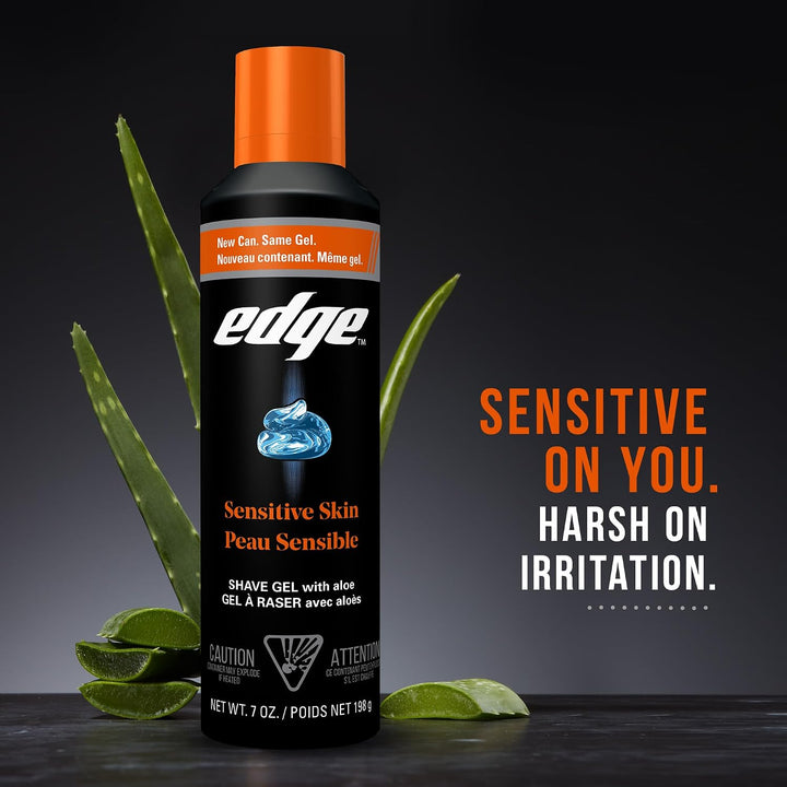 Edge Gel de afeitado para hombres, piel sensible con aloe, (paquete...