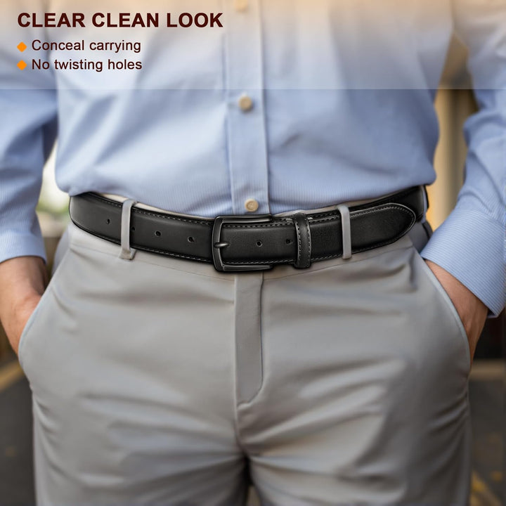 BULLIANT Cinturón para hombre, 2 unidades, cinturón de cuero, 7 agu...