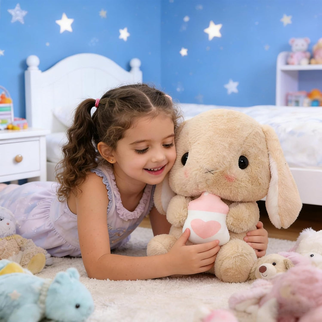 HOUPU Juguete de peluche - Conejo con orejas caídas sentado, conejo...