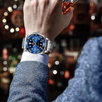 Nuevo reloj mecánico totalmente automático para hombre, calendario de acero inoxidable, bisel giratorio de moda, moda, luz nocturna, impermeable, A8-2