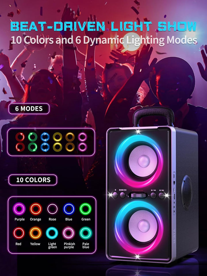 YIER - Altavoz Bluetooth, sonido estéreo fuerte de 200 W de pico co...