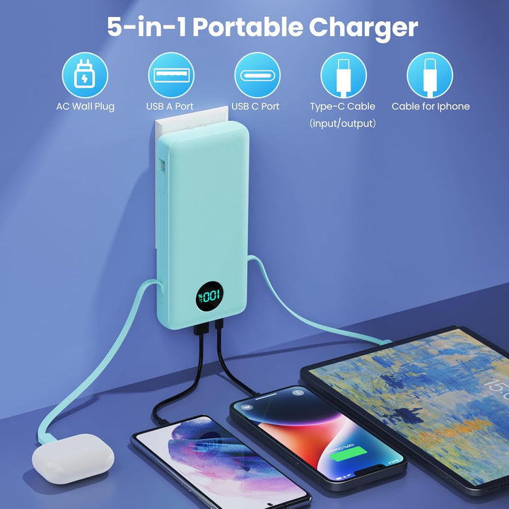 Cargador portátil de 33800mAh USB C con batería externa y enchufe d...