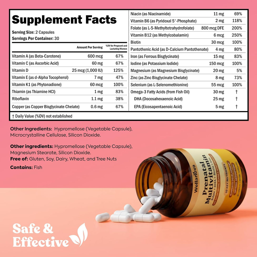 Wellanova Prenatals Multivitamínico para mujeres \u2013 con hierro...