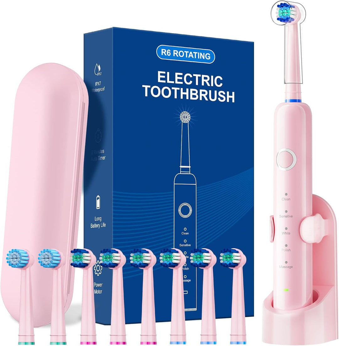 MCUDKIK Cepillo de dientes eléctrico giratorio para adultos, 8 cabe...