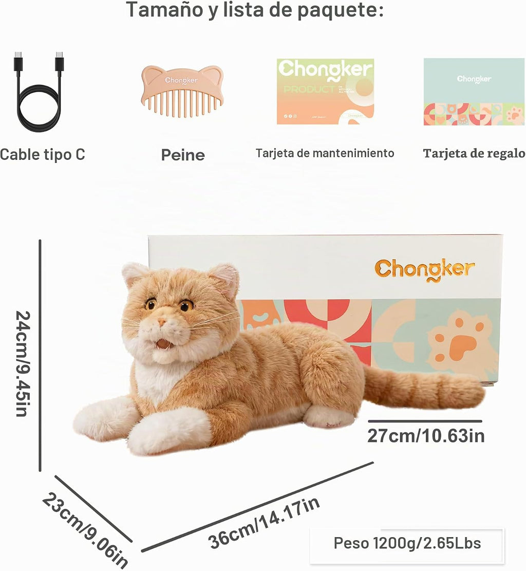 Chongker Animal de peluche interactivo de gato robot de 24.8 pulgadas para