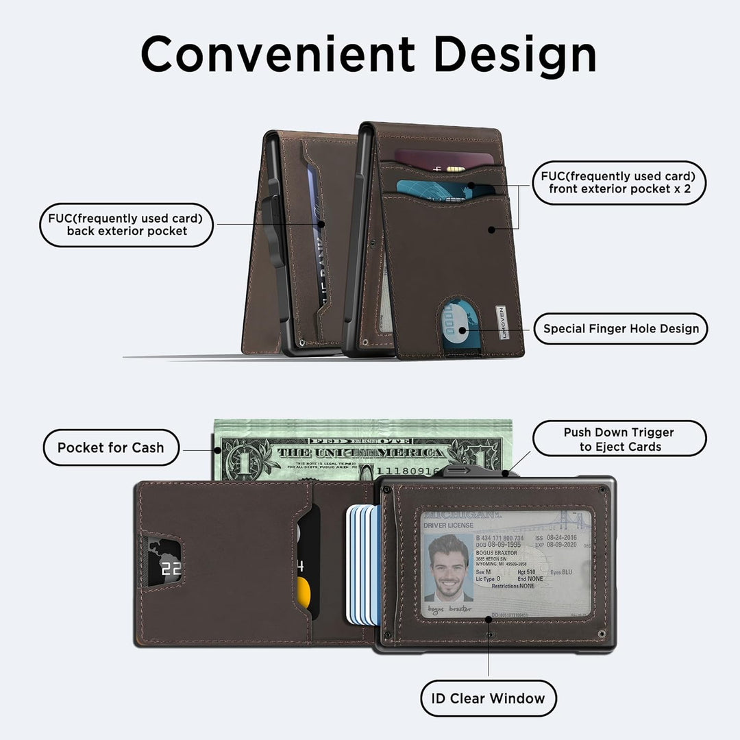 umoven Cartera para hombre \u2013 Funda desplegable, ranura para ef...