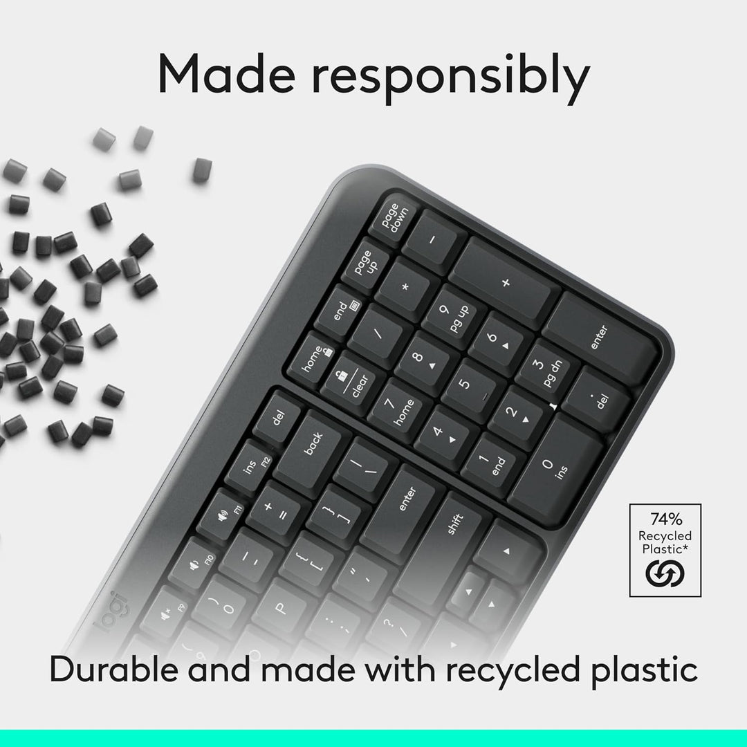 Logitech Teclado Bluetooth K250 con teclado numérico, fácil conecti...