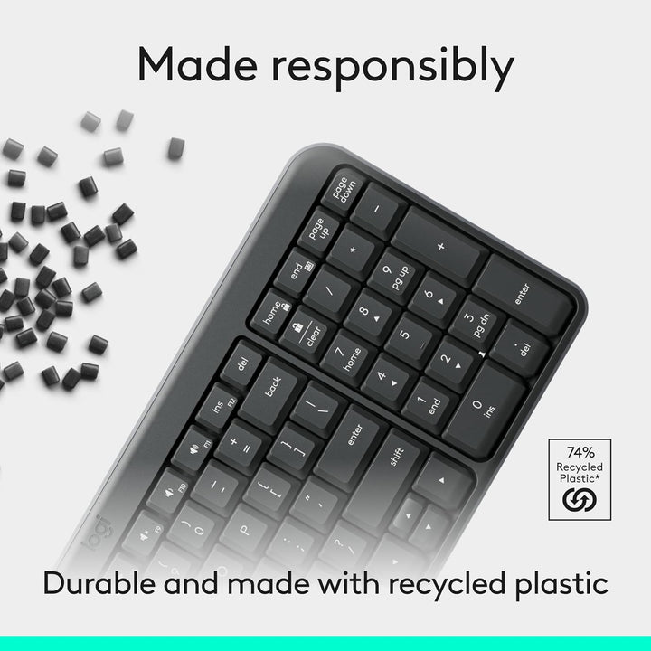 Logitech Teclado Bluetooth K250 con teclado numérico, fácil conecti...