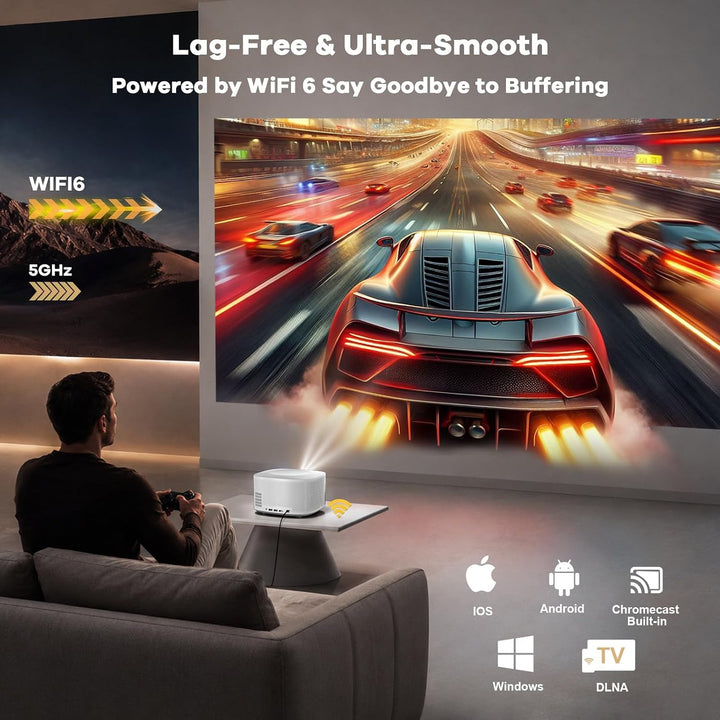 Proyector para exteriores 4K con WiFi y Bluetooth: [3500 Bright\/60...