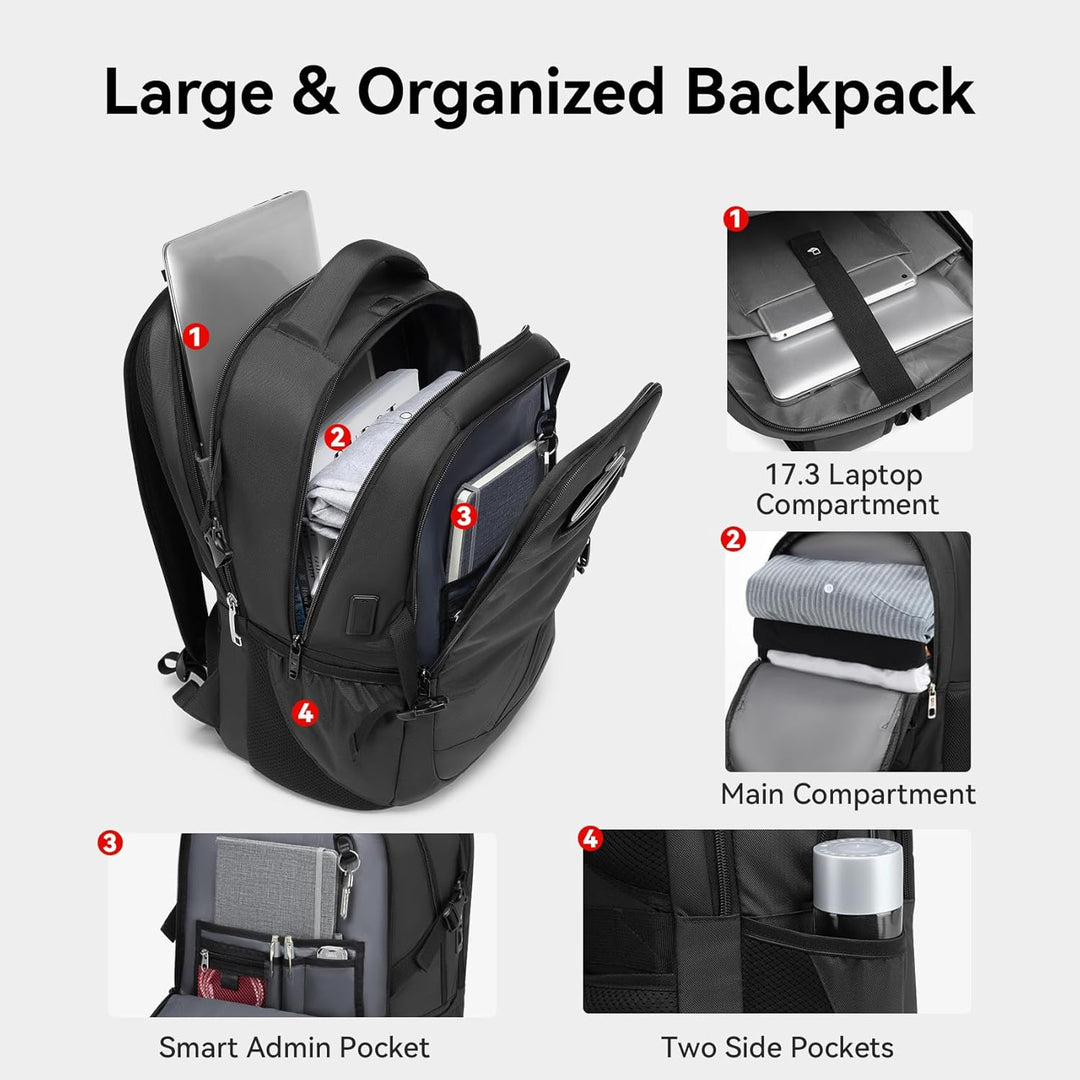 CROSSGEAR Mochila grande de viaje de 17.3 pulgadas, con cerradura a...
