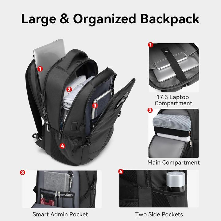 CROSSGEAR Mochila grande de viaje de 17.3 pulgadas, con cerradura a...