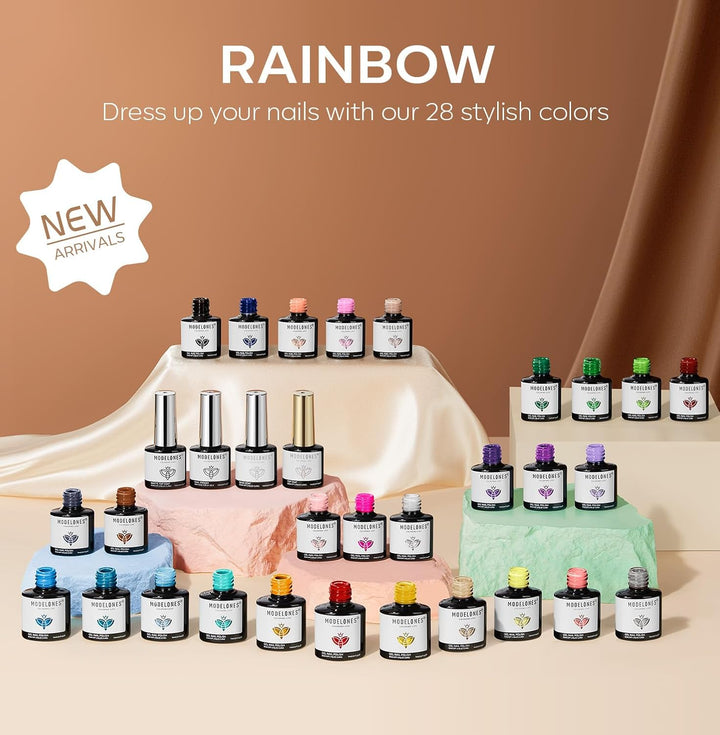 modelones Juego de 32 esmaltes de uñas de gel, 28 colores nude, roj...