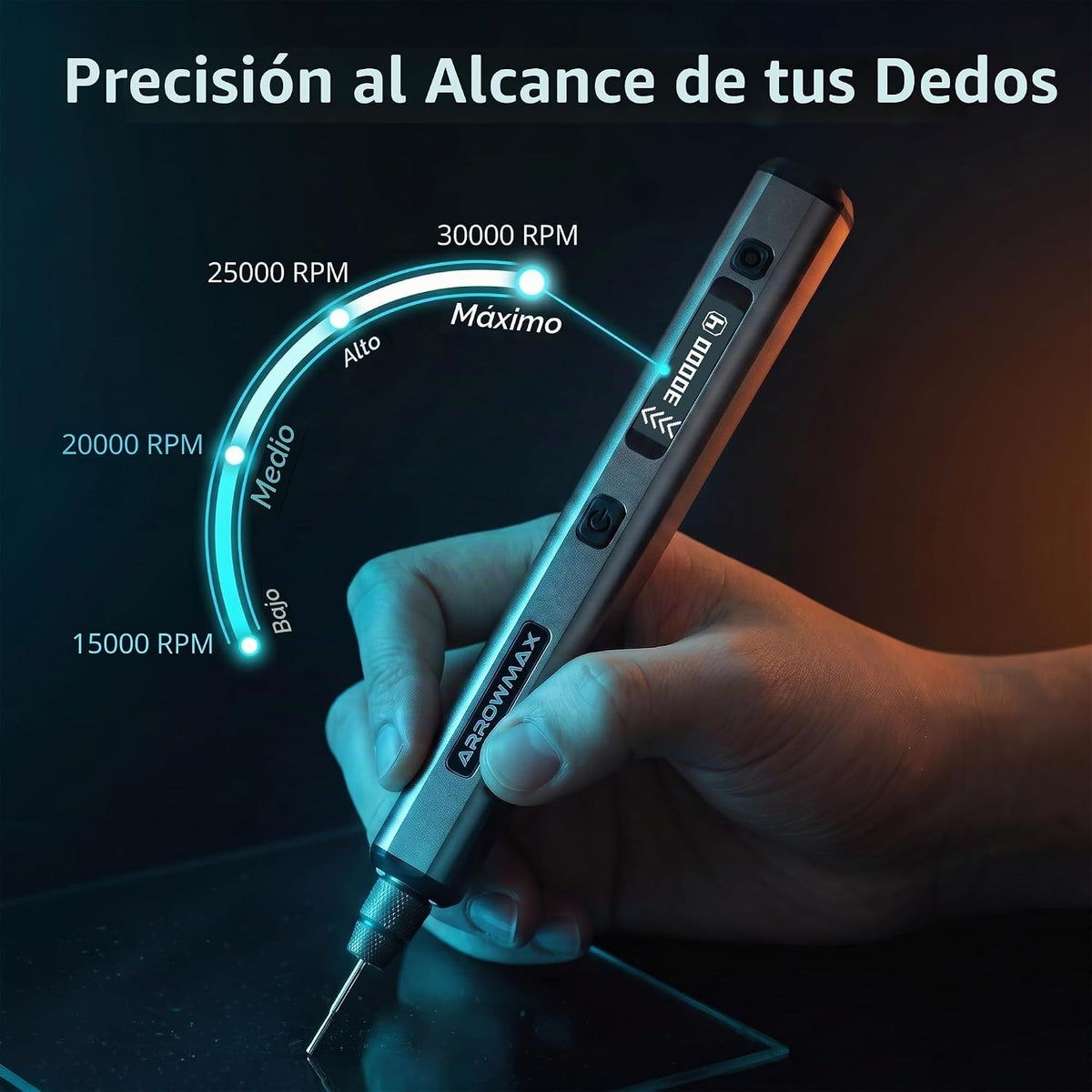 ARROWMAX Engraving Pen para metal Wood Glass Plastic con OLED, 30000 RPM
