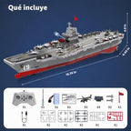 Barco a control remoto con rociador de agua, buque de guerra de 16 pulgadas con 2 baterías recargables, 15 mph de doble motor a control remoto barco militar para piscina y lago, muestra un