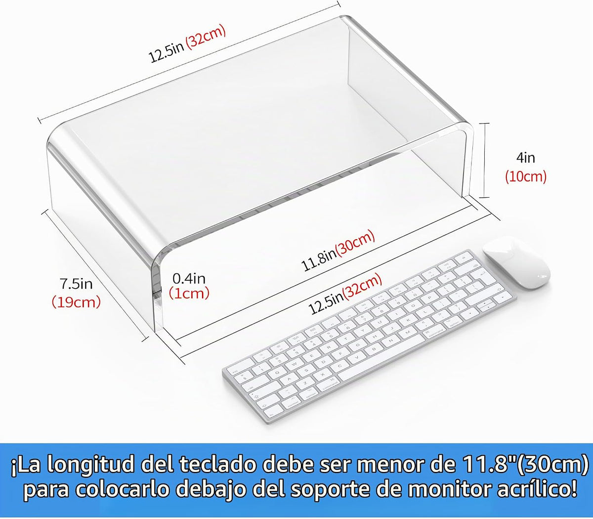Soporte para monitor de acrílico, transparente, para computadora