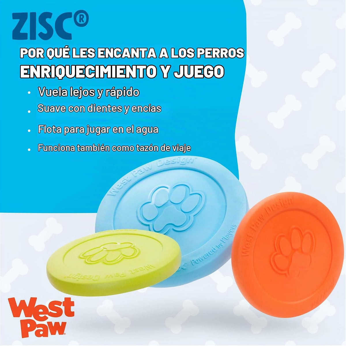 West Paw Zogoflex Zisc Dog Frisbee, disco aerodinámico de alto vuelo para perros, cachorros – Frisbees de perro ligero flotable para ir a buscar, tironear, atrapar y jugar – también se puede usar como cuenco de comida/agua, fabricado en Estados Unidos., L