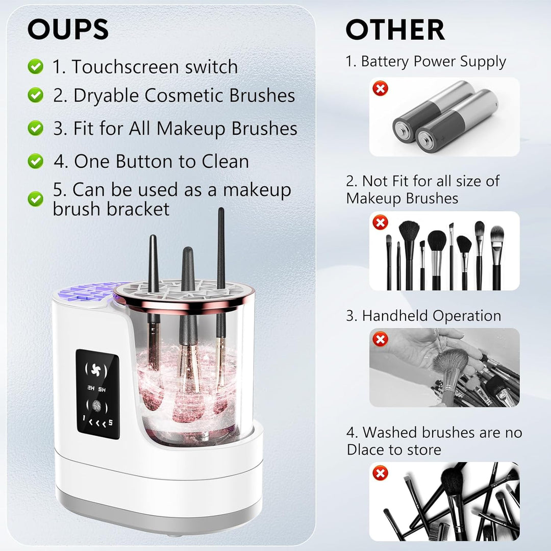 Limpiador de brochas de maquillaje eléctrico 3 en 1, limpiador auto...