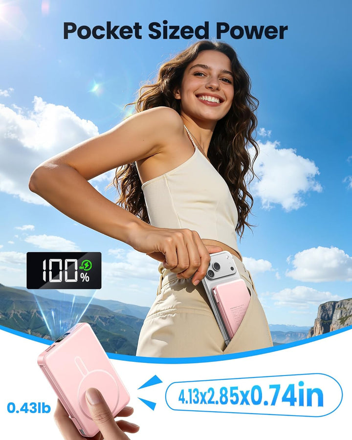 Cargador portátil magnético, cargador de batería de carga rápida de...