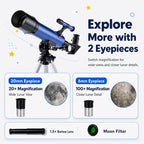 Telescopio Sobrzy para niños de 8 a 12 años, 100 aumentos para