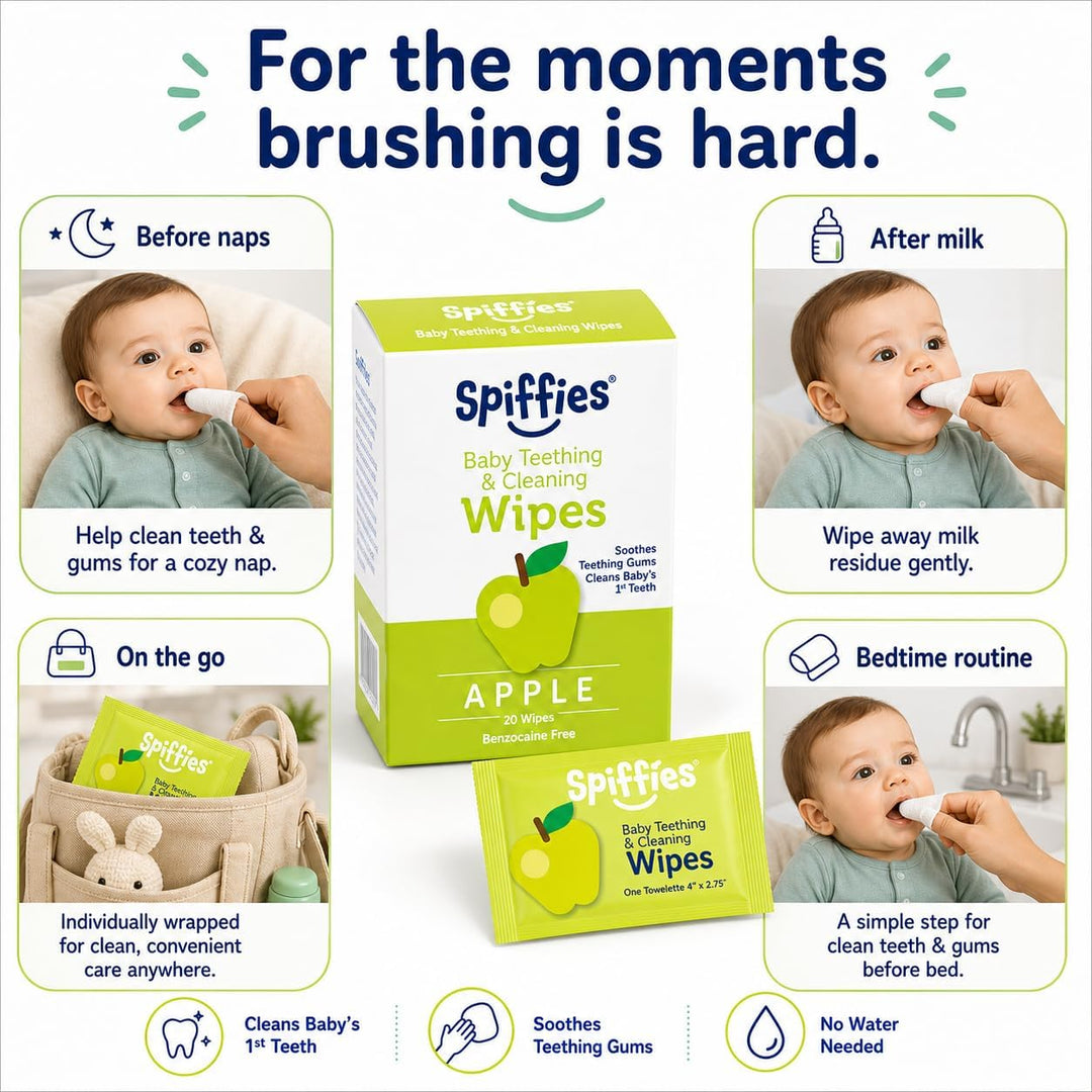 Spiffies Toallitas de dientes para el cuidado bucal del bebé, pañue...
