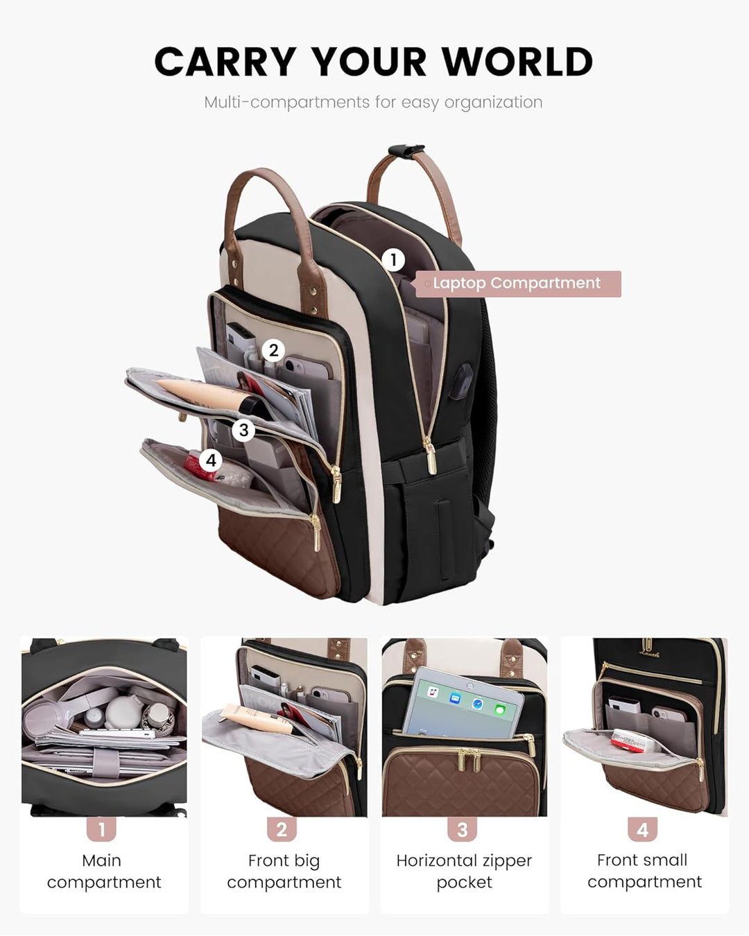 LOVEVOOK Mochila para computadora portátil para mujer, bolsa para l...