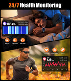 LIGE Relojes Inteligentes con Batería de 900mAh, Pantalla AMOLED de 1.73" para Hombres con Llamada Bluetooth, Más de 110 Modos Deportivos, Reloj Táctico de Fitness/Monitor de Ritmo Cardíaco, Sueño y