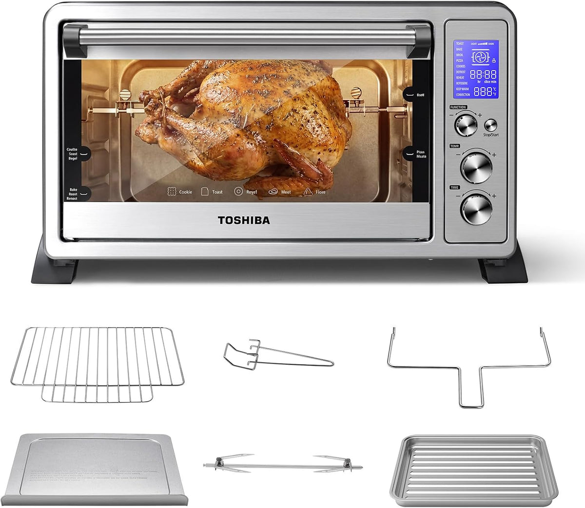 TOSHIBA Horno tostador de convección 10 en 1, horno de encimera de 6