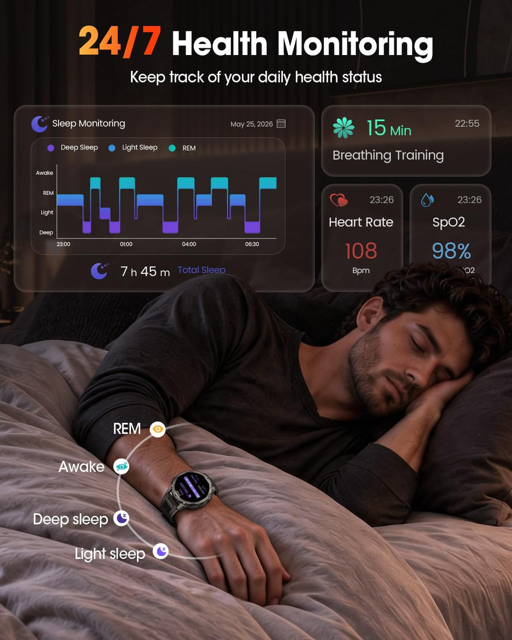 Reloj inteligente militar con GPS incorporado para hombres, reloj