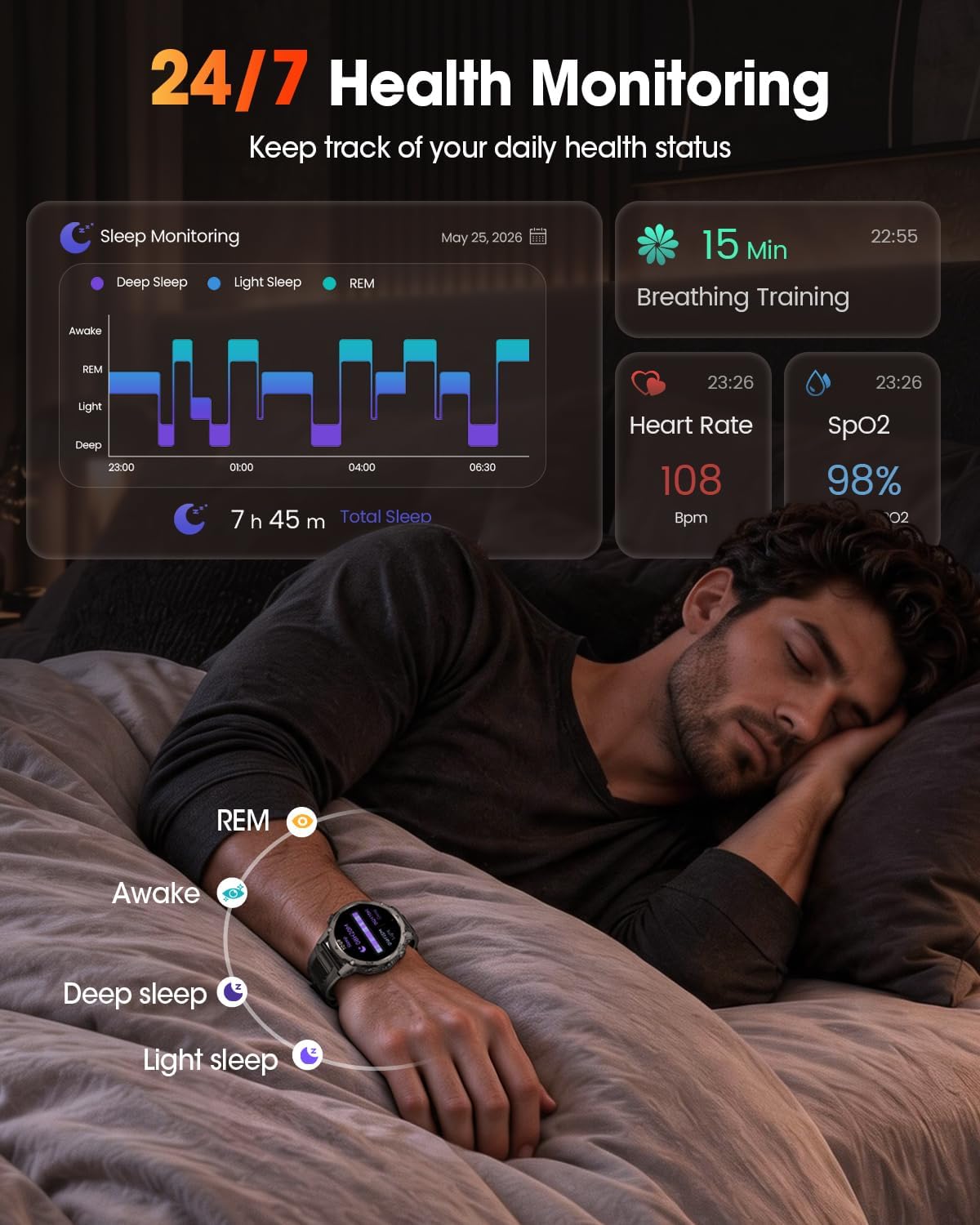Reloj inteligente militar con GPS incorporado para hombres, reloj