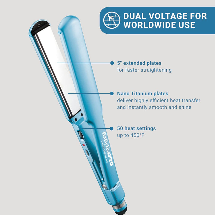 BabylissPRO Nano Titanium Ultra-Thin Hair Straightener, Professiona...