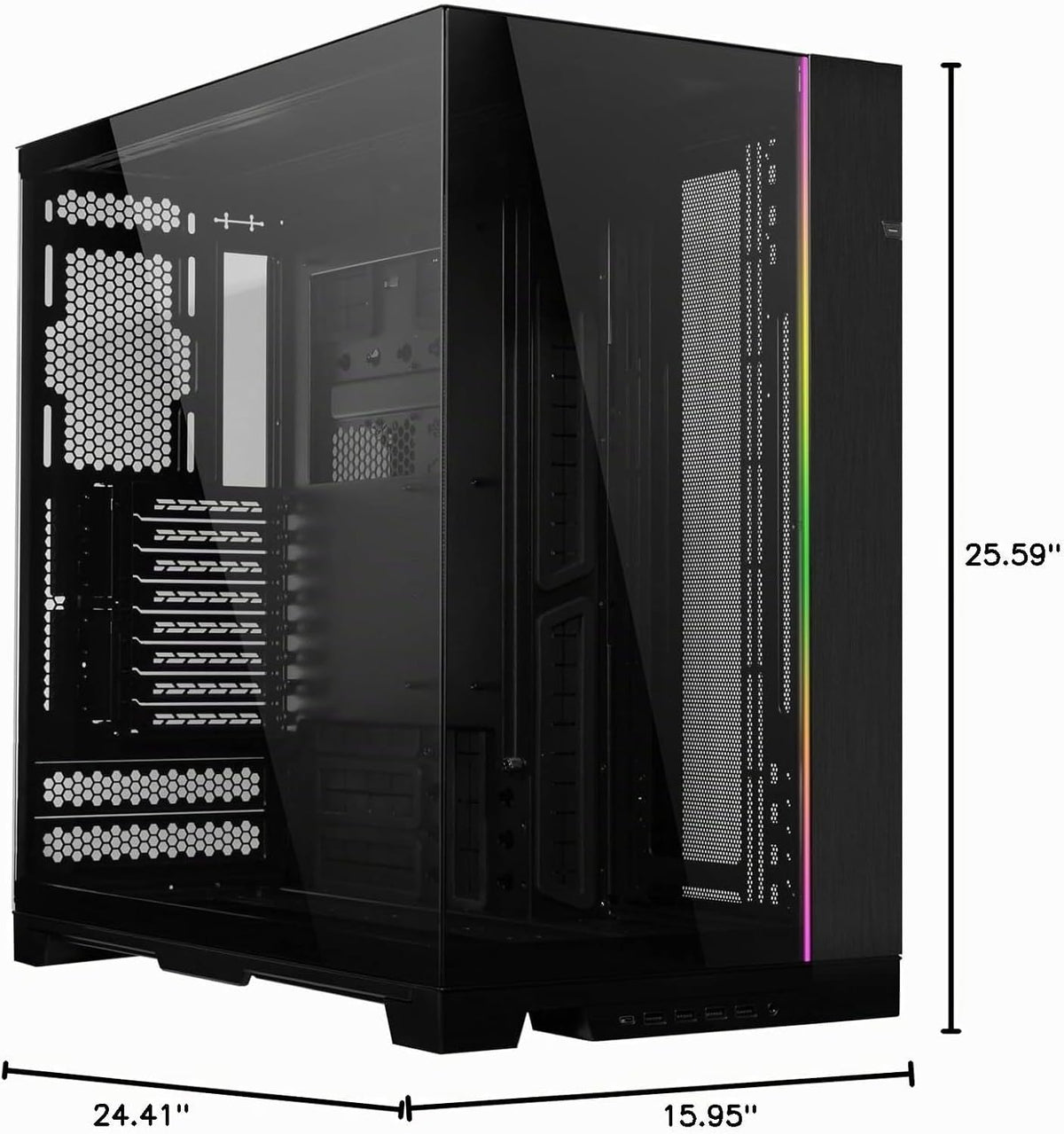 Lian Li Dynamic EVO XL - Hasta 280mm E-ATX Placa base - Tiras de iluminación ARGB, O11 EVO XL Negro