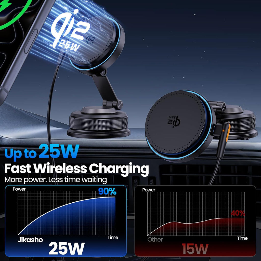 Cargador de montaje para coche MagSafe - Qi2.2 Cargador inalámbrico rápido