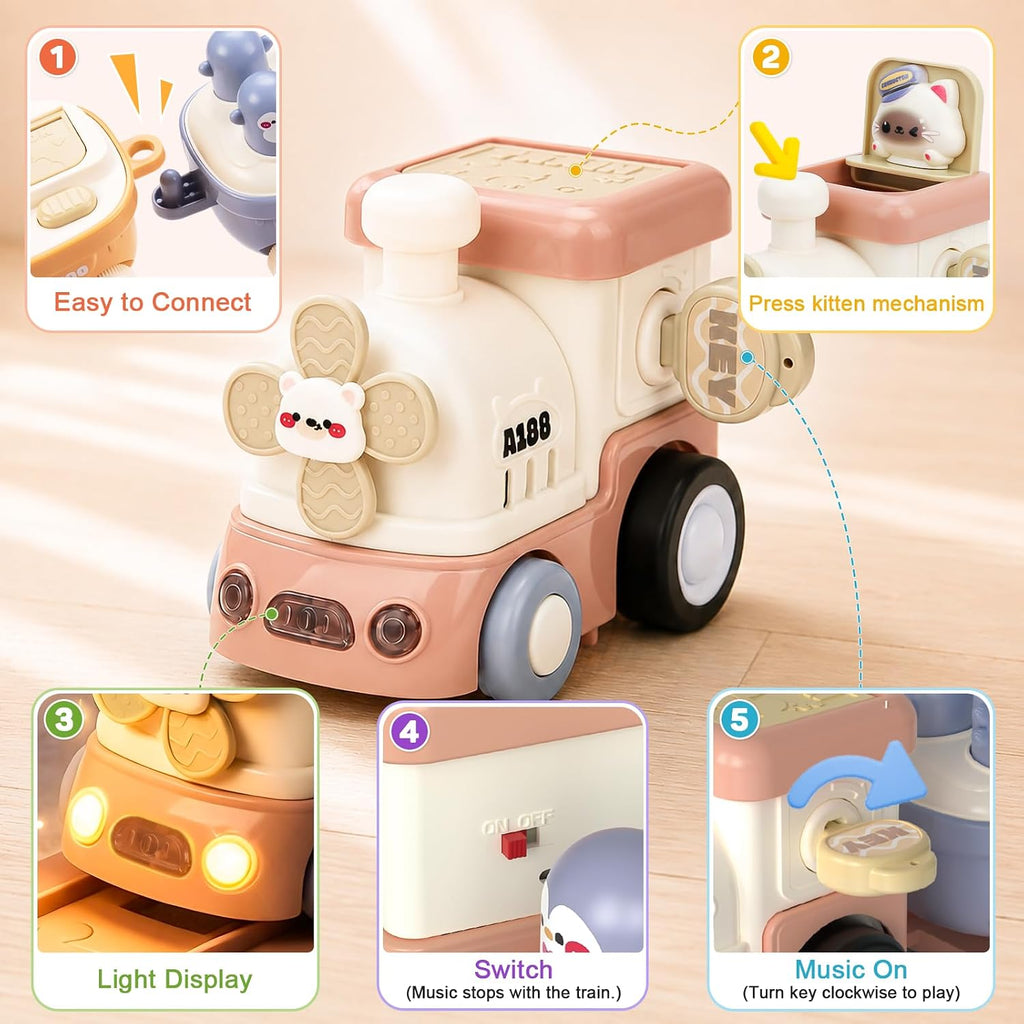 Juego de tren de animales para niños pequeños de 3 a 8 años