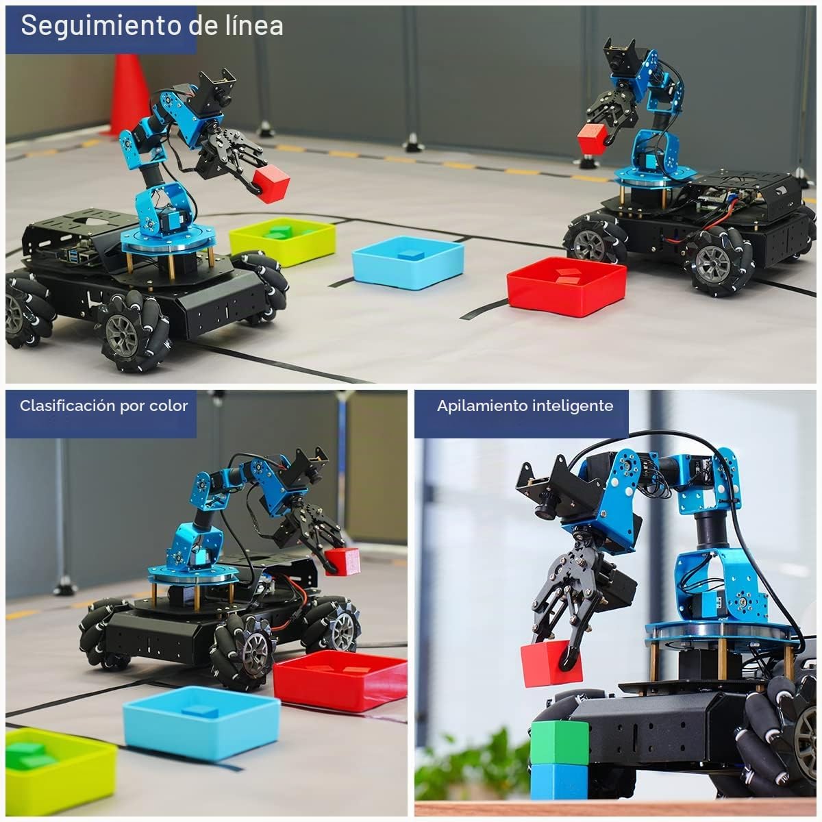 Brazo robótico ROS con Raspberry Pi 4B 4GB programación de código abierto FPV AI Vision 6DOF/Axis Smart Robot Kit, 4WD Mecanum Wheel Big Chassis, ArmPi Pro con RPi 4B 4GB