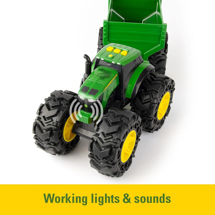 TOMY Monster Treads - John Deere Tractor Toy and Wagon -