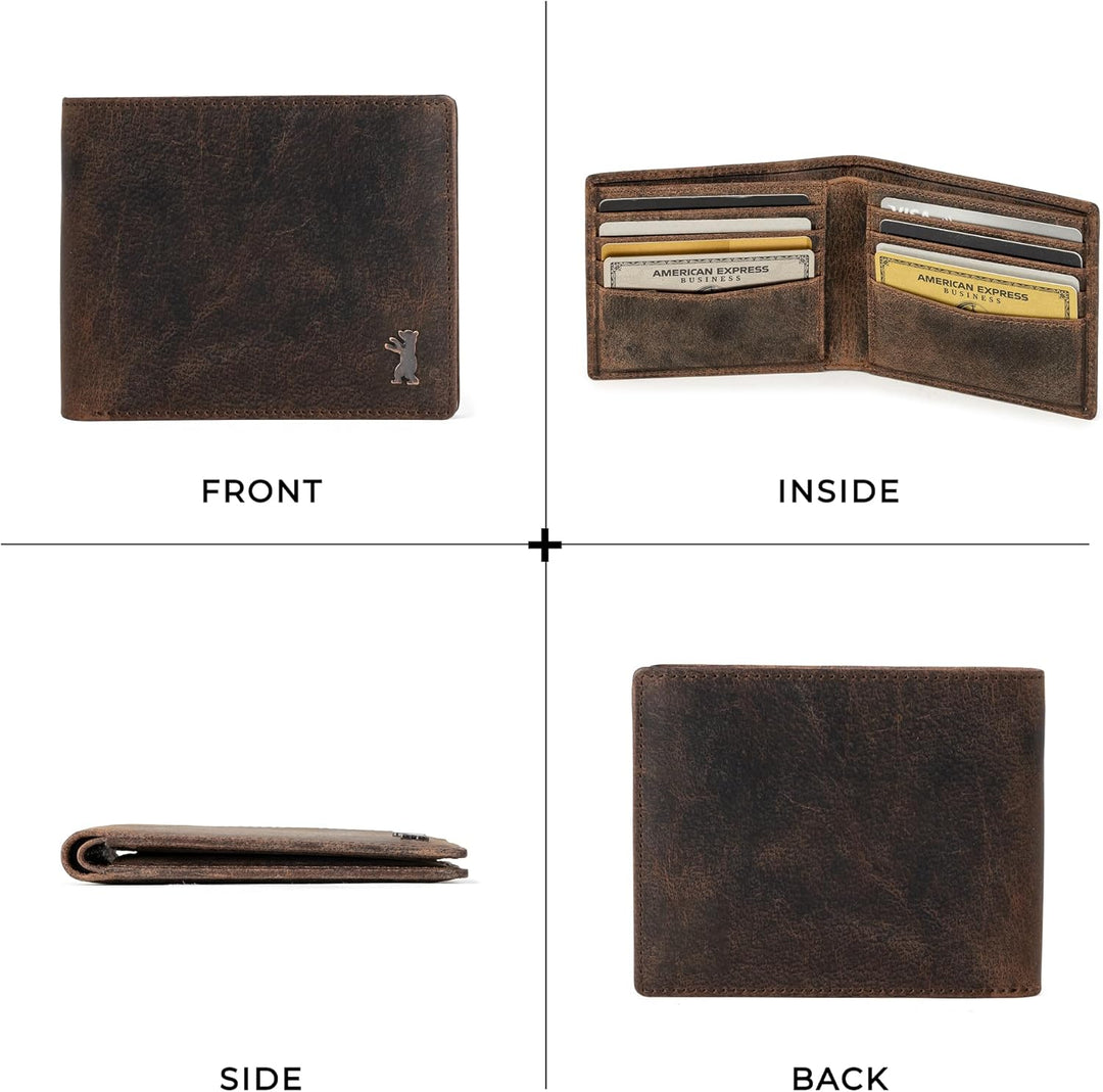 BERLINER BAGS Billetera vintage de cuero genuino para hombre, Brook...