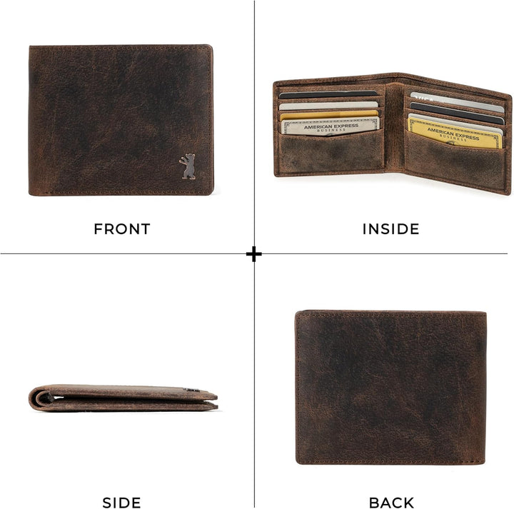 BERLINER BAGS Billetera vintage de cuero genuino para hombre, Brook...